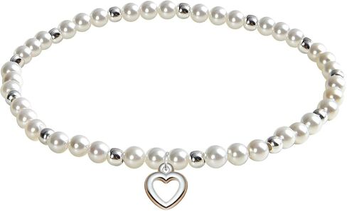 ZVVBOO 925 Sterling Silver Stretch Bracelet with Heart Pendant, Mother of Pearl, Women’s Fine Jewelry, Gift for Party in Kuwait