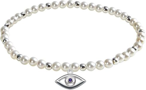 ZVVBOO 925 Sterling Silver Stretch Bracelet with Heart Pendant, Mother of Pearl, Women’s Fine Jewelry, Gift for Party in Kuwait