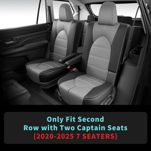 Car Seat Covers Customized for Toyota Highlander 2020-2025 8 Seater Full Set Faux Leather Replacement Accessories - Second Row 40/60 Split Bench - Black in Kuwait