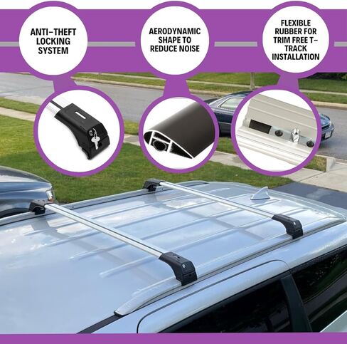 ERKUL Roof Rack Cross Bars for Toyota Fortuner 2015-2023 | Aluminum Crossbars with Anti Theft Lock for Rooftop | Compatible with Flush Rails - Silver in Kuwait