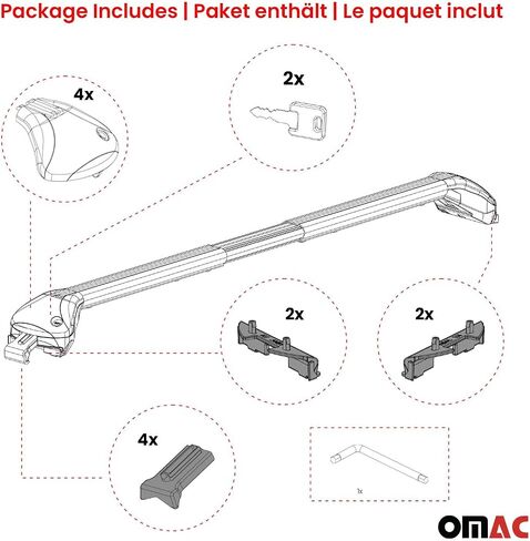 OMAC Roof Rack Cross Bars for Land Rover Discovery Sport 2015-2025 Alu Black 2 Pcs in Saudi Arabia