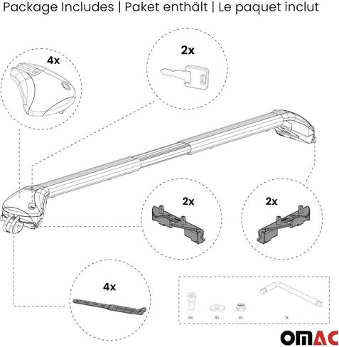 OMAC Roof Rack Cross Bars for Land Rover Discovery Sport 2015-2025 Alu Black 2 Pcs in Kuwait