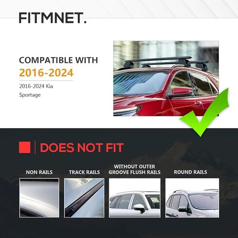 قضبان صليب سقف 300 رطل متكافئة متوافقة مع 2016-2024 Kia Sportage SX & SX مع قضبان جانبية ، قابلة للقفل وقابلة للضبط على السطح ، سيارات شحن السيارات سيارات شحن السيارات in Saudi Arabia