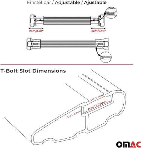 Omac Roof Rack Cross Bars حامل أمتعة لفورد Transit Connect 2014-2019 Gray in Saudi Arabia