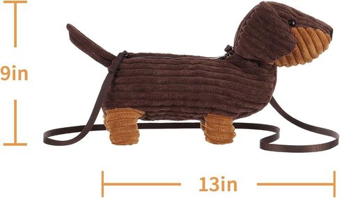 Apricot Lamb Dachshund Dog Puppy Crossbody Bag Plush Purse for Toddlers and Teen Girls, Stuffed Animal Shoulder Bag, Kids Fashion Handbags, 14 Inches in Saudi Arabia