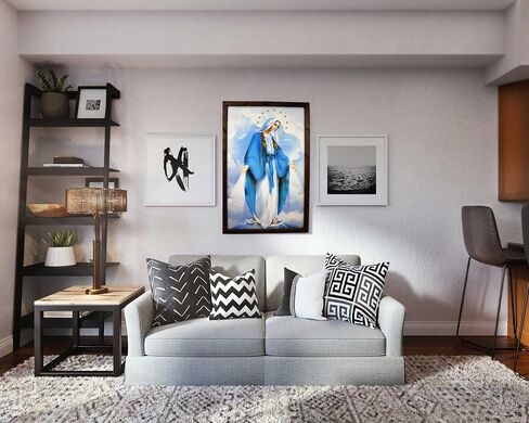 Mrcjsales-صورة عذراء معجزة في الإطار الريفي ، اللوحة الزيتية ، 24''x36 '' ، 13'x18 '' ، 10''x12 '' بوصة ، صورة فنية دينية ، فيرجن ميلغروسا ، cuadro ريفية ، ديكور المنزل ، أحداث الكنيسة ، الهدايا (متوسطة 13x18 '' بوصة) in Kuwait