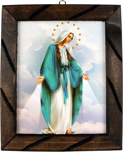 Mrcjsales-صورة عذراء معجزة في الإطار الريفي ، اللوحة الزيتية ، 24''x36 '' ، 13'x18 '' ، 10''x12 '' بوصة ، صورة فنية دينية ، فيرجن ميلغروسا ، cuadro ريفية ، ديكور المنزل ، أحداث الكنيسة ، الهدايا (متوسطة 13x18 '' بوصة) in Kuwait