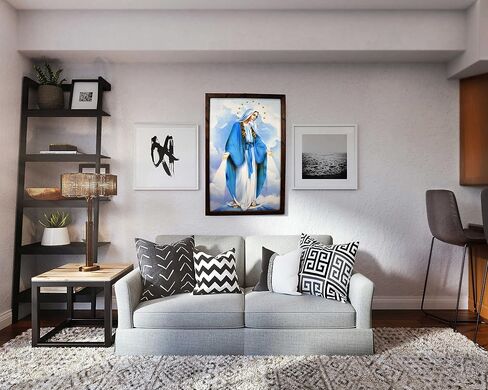 Mrcjsales-صورة عذراء معجزة في الإطار الريفي ، اللوحة الزيتية ، 24''x36 '' ، 13'x18 '' ، 10''x12 '' بوصة ، صورة فنية دينية ، فيرجن ميلغروسا ، cuadro ريفية ، ديكور المنزل ، أحداث الكنيسة ، الهدايا (متوسطة 13x18 '' بوصة) in Kuwait