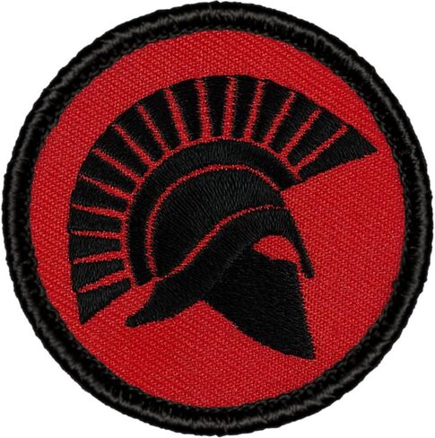 Retro Red and Black Spartan Helmet Silhouette 2012 Patrol Patch - 2" Round (Hook-Fastener) in Saudi Arabia
