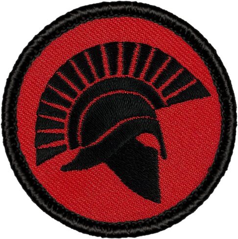 Retro Red and Black Spartan Helmet Silhouette 2012 Patrol Patch - 2" Round (Hook-Fastener) in Saudi Arabia