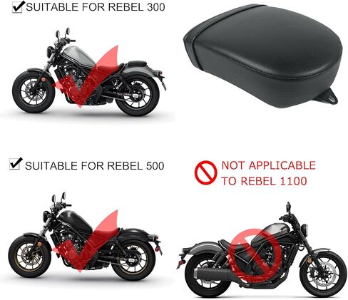 Black Rear Seat Kit for Rebel CMX300 CMX500 (2017-2025) - Thick Comfort Passenger Seat, Premium Synthetic Leather, Easy Install - Motorcycle Accessories for Rebel 500 & 300 in Kuwait
