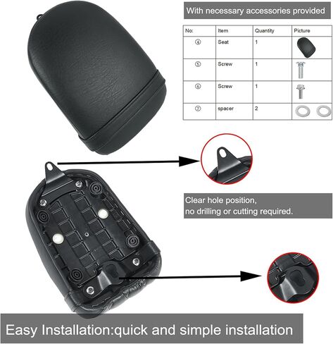 Black Rear Seat Kit for Rebel CMX300 CMX500 (2017-2025) - Thick Comfort Passenger Seat, Premium Synthetic Leather, Easy Install - Motorcycle Accessories for Rebel 500 & 300 in Kuwait