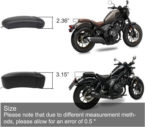 Black Rear Seat Kit for Rebel CMX300 CMX500 (2017-2025) - Thick Comfort Passenger Seat, Premium Synthetic Leather, Easy Install - Motorcycle Accessories for Rebel 500 & 300 in Kuwait