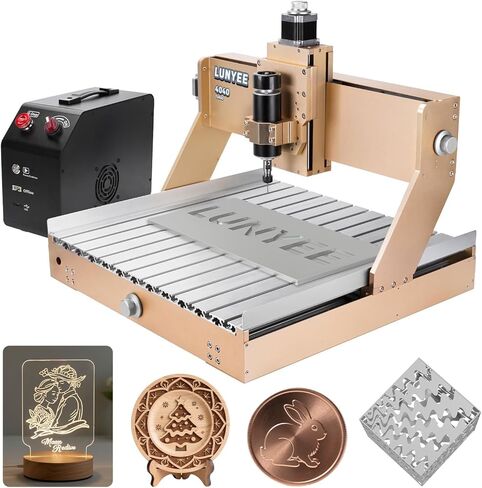 جهاز توجيه LUNYEE 4040 Trubo CNC، ماكينة قطع طحن ونقش 3 محاور معدنية بالكامل بقدرة 500 وات، تحكم GRBL للخشب والأكريليك المعدني، 400 × 400 × 110 مم (15.7 بوصة × 15.7 بوصة × 4.3 بوصة) in Kuwait