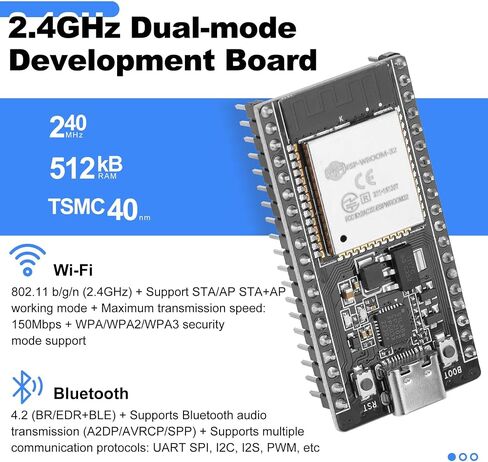 5PCS D1 Mini ESP32 ESP-WROOM-32 WLAN WiFi + Bluetooth IoT Development Board Kit Dual Cores CPU Module USB Interface Compatible with Arduino IDE NodeMCU in Kuwait