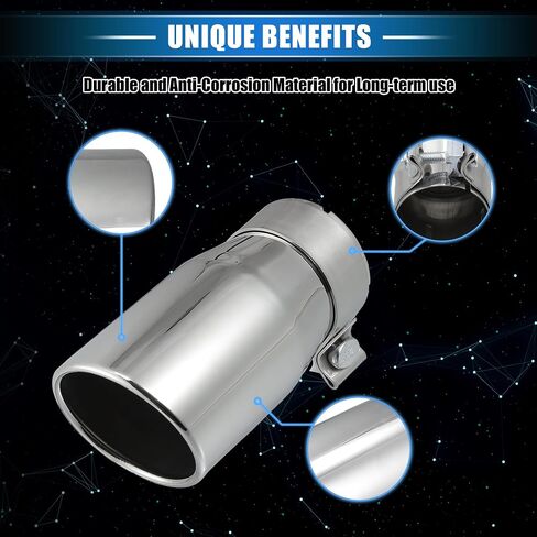 Car Exhaust Tip Tail Pipe Compatible for Toyota Tacoma 2005-2023, Anti-Corrosion 2.8'' Inlet 6.9'' Length Silver Tone Exhaust Rear Muffler Tip in Saudi Arabia