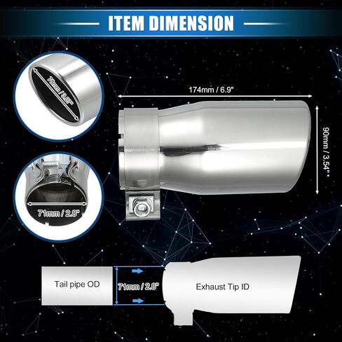 Car Exhaust Tip Tail Pipe Compatible for Toyota Tacoma 2005-2023, Anti-Corrosion 2.8'' Inlet 6.9'' Length Silver Tone Exhaust Rear Muffler Tip in Saudi Arabia