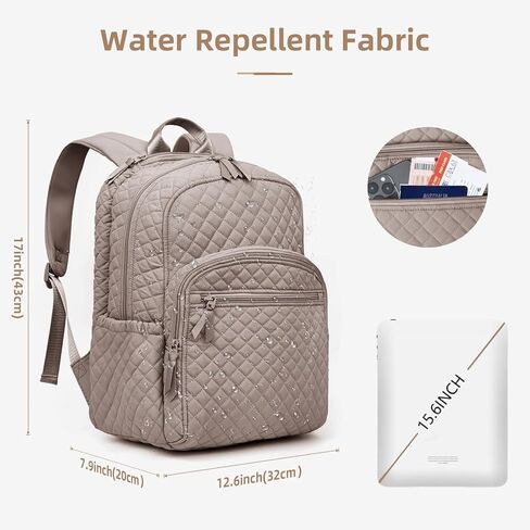 Backpack for Women,College Backpack,Quilted Casual Daypack,Waterproof Bookbag for 17Inch Laptop in Kuwait