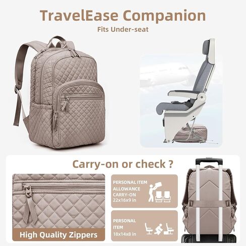 Backpack for Women,College Backpack,Quilted Casual Daypack,Waterproof Bookbag for 17Inch Laptop in Kuwait