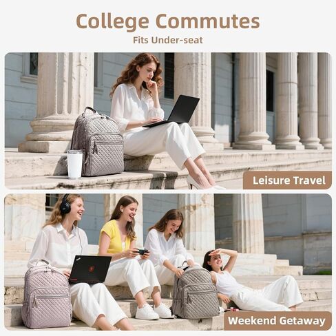 Backpack for Women,College Backpack,Quilted Casual Daypack,Waterproof Bookbag for 17Inch Laptop in Kuwait