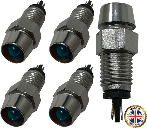 Sherco -Auto Universal 12V Blue LED LED LED DASH PLAY PILOT LIGHT - Chrome - 5 Pack in Saudi Arabia