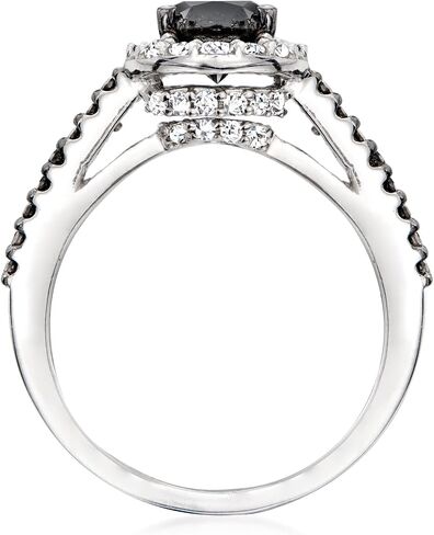 Ross-Simons 1.50 ct. t.w. Black and White Diamond Halo Ring in Sterling Silver in Saudi Arabia