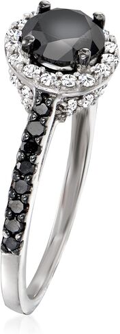Ross-Simons 1.50 ct. t.w. Black and White Diamond Halo Ring in Sterling Silver in Saudi Arabia