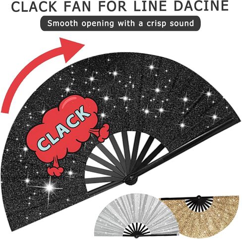 عشاق Clack للرقص على الخط ، ومشجعي اليد القابل للطي الكبير الذين ظهروا معجبين ، وأحذية على الأرض مروحة لزينة حفل زفاف مهرجان الرقص ، الأسود in Kuwait