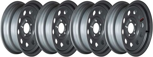 منفذ أجزاء المقطورة - 15 "× 5" - 5 Lug Silver Mod Solid Steel Trailer Rim - 5x4.5 نمط الترباس in Kuwait