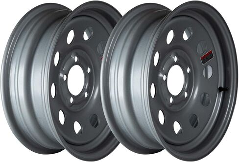 منفذ أجزاء المقطورة - 15 "× 5" - 5 Lug Silver Mod Solid Steel Trailer Rim - 5x4.5 نمط الترباس in Kuwait