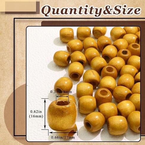 60PCS Large Wood Beads Brown Natural Wooden Bead for Locs Vintage Dreadlock Jewelry Hair Braids Accessories for Women Girls in Saudi Arabia