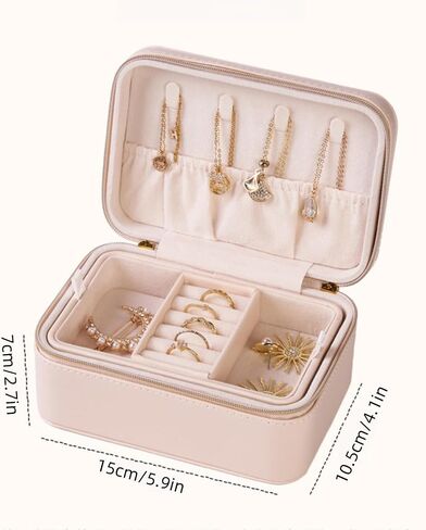 small travel jewelry case,Double Layer Travel Jewelry Box Organizer, Leather Case with Necklace Holder and Ring Storage/box organizer storage in Saudi Arabia