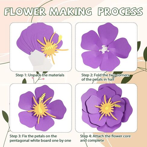 Lincia 40 Pcs Hawaiian Hibiscus Decorations Large Paper Flowers and Artificial Tropical Leaves, 11.8''/7.9'' Jumbo 3D Paper Flowers Faux Leaves for Luau Party Birthday Wedding (Rainbow Color) in Saudi Arabia