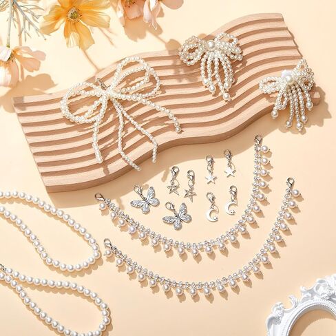 Quelay 16 PCS سحر أحذية اللؤلؤ اللؤلؤ لأحذية Sneakers Pearl Shoes Decoration Sharms Sports Shoe Jewelry Beaded Chain Buckle for Women Girl Gift Accessories in Kuwait
