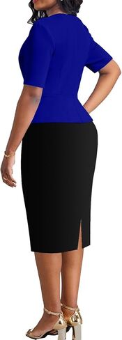 فستان DinyIn النسائي الصيفي للكنيسة أنيق بأكمام قصيرة مناسب للعمل وملابس العمل وحفلات ضيقة وفساتين متوسطة الطول in Kuwait