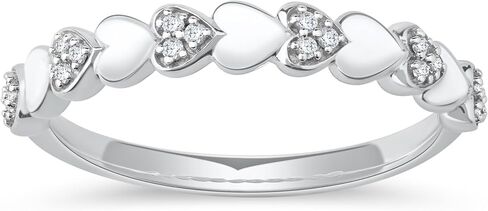 DZON 1/10CT TDW Diamond Heart Band للنساء في الفضة الاسترليني in Kuwait