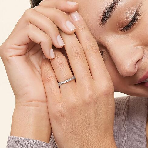 DZON 1/10CT TDW Diamond Heart Band للنساء في الفضة الاسترليني in Kuwait
