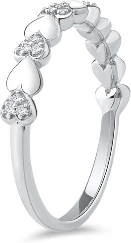 DZON 1/10CT TDW Diamond Heart Band للنساء في الفضة الاسترليني in Kuwait
