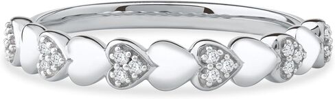 DZON 1/10CT TDW Diamond Heart Band للنساء في الفضة الاسترليني in Kuwait