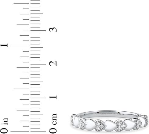 DZON 1/10CT TDW Diamond Heart Band للنساء في الفضة الاسترليني in Kuwait