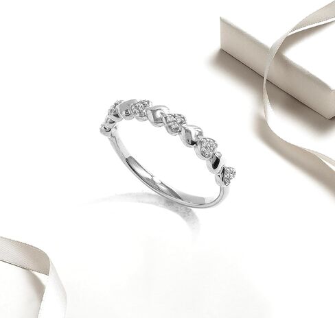 DZON 1/10CT TDW Diamond Heart Band للنساء في الفضة الاسترليني in Kuwait