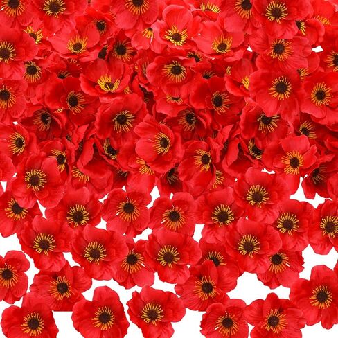 Zeyune 60 Pcs 3.15 Inch Red Poppy Flowers Artificial Poppy Heads Bulk Fake Silk Wicked Party Flowers for Halloween Wicked Birthday Veterans Day Carnival Back School Memorial Day Party Backdrop Decor in Saudi Arabia