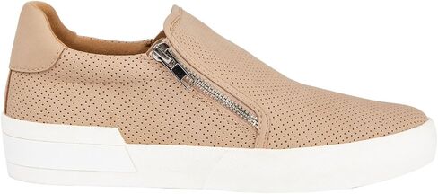 Zion Fashion Sneaker, Perforated Leather, Side Zip, White Platform Sole, Low-Top, Casual in Kuwait