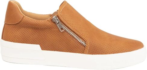 Zion Fashion Sneaker, Perforated Leather, Side Zip, White Platform Sole, Low-Top, Casual in Kuwait