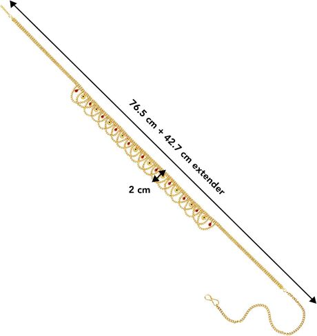 Aheli Combo of Gold Plated Kundan Pearl Waist Chains Adjustable Kamar Bandh Gift for Women in Saudi Arabia