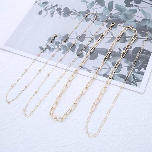 Boho Layered Ball Waist Chain Gold Bikini Waist Belt Vintage Paperclip Belly Chain Adjustable Summer Beach Thin Chains Accessories Jewelry for Women in Kuwait