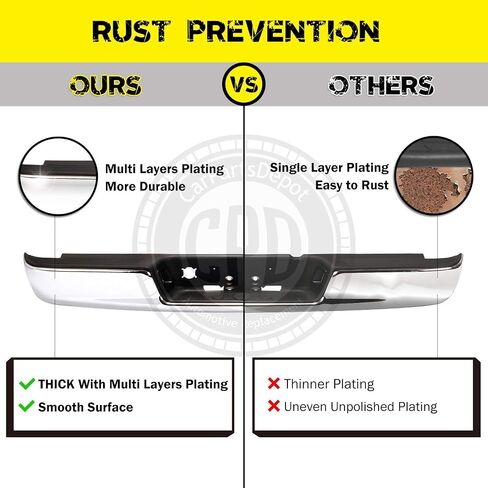 CarPartsDepot Rear Step Bumper Chrome Bar Pickup License Lamp Replacement Black Step Pad 2002-2009 DODGE Ram 1500 2500 3500 Pickup Truck CH1103111 in Saudi Arabia
