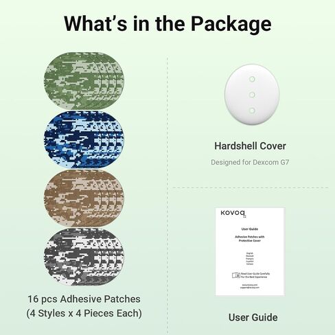 رقعة لاصقة Dexcom G7، 16 رقعة مطبوعة مقاومة للماء من Dexcom G7، غطاء صلب واحد لتعزيز الحماية، قابل للتنفس، حماية لمدة 14 يومًا مع الأناقة (الآيس كريم) in Kuwait