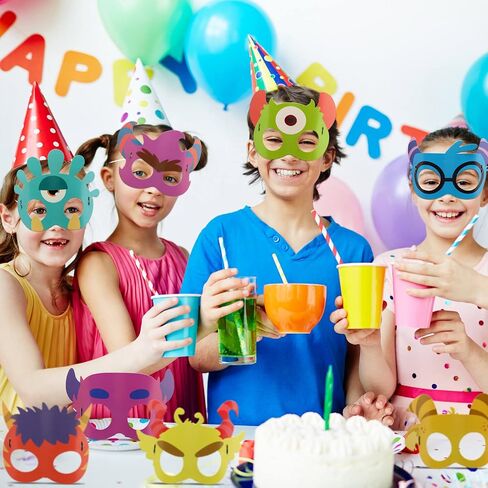 32 Pcs Monster Safari Animal Face Masks for Kids Monster Jungle Forest Zoo Animals Cartoon Masks for Animal Theme Birthday Party Decorations(Jungle) in Kuwait