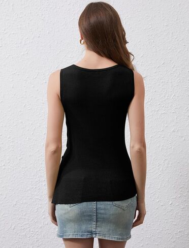 Women Asymmetrical Button Sweater Vest Sleeveless Side Split Rib Knit Slim Fit Sweater Tank Top Summer Pullover Top in Saudi Arabia